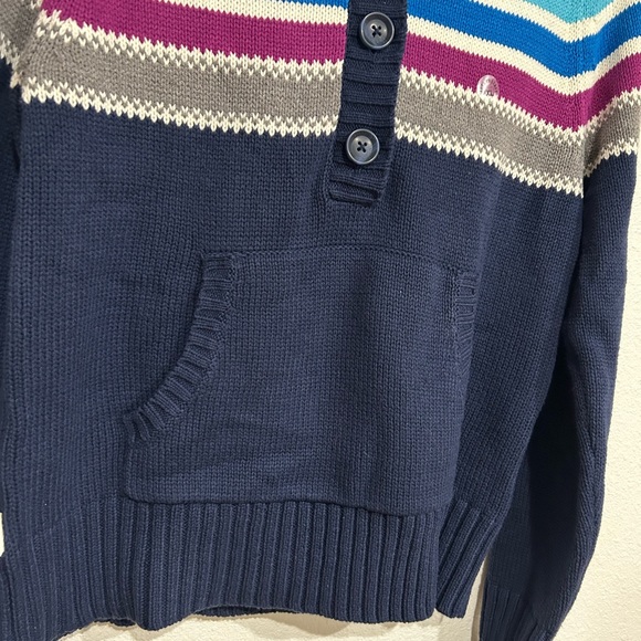 NEW Navy Blue  AEROPOSTALE Striped SWEATER Henley HOODIE Size XL X-Large NWT - Picture 5 of 9